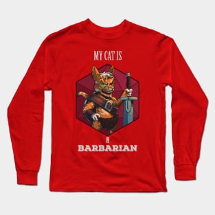 RPG Cat Barbarian Long Sleeve T-Shirt